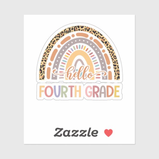 Hallo Vierte Klasse Leopard Regenbogen zurück zur  Aufkleber (Blatt)