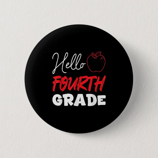 Hallo Vierte Klasse Schule Jahr 4. Klasse Kinder Button (Vorderseite)