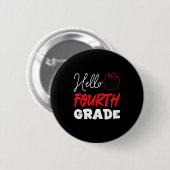 Hallo Vierte Klasse Schule Jahr 4. Klasse Kinder Button (Vorne & Hinten)