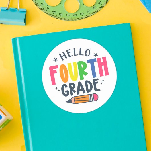 Hallo vierte Klasse zurück in die Schule Runder Aufkleber