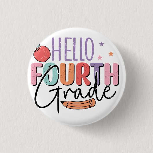 Hallo Vierte Klasse zurück zur Schule Button (Vorderseite)
