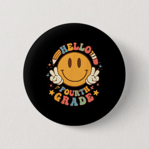 Hallo Vierte Klasse zurück zur Schule Groovy Lehre Button