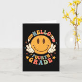 Hallo Vierte Klasse zurück zur Schule Groovy Lehre Karte (Gelbe Blume)