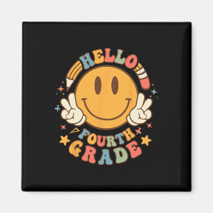 Hallo Vierte Klasse zurück zur Schule Groovy Lehre Magnet