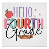 Hallo Vierte Klasse zurück zur Schule Poster (Vorderseite)