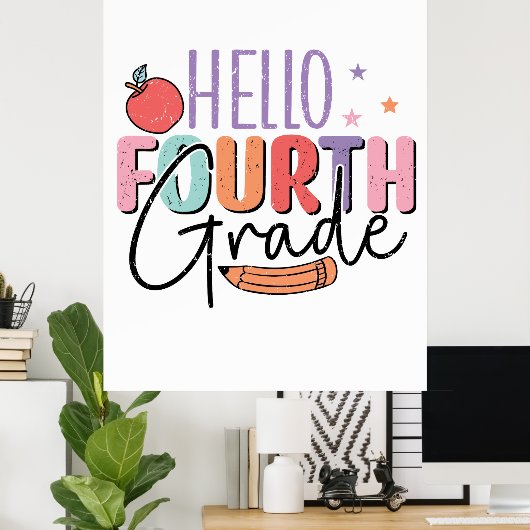 Hallo Vierte Klasse zurück zur Schule Poster (Heimbüro)