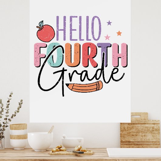 Hallo Vierte Klasse zurück zur Schule Poster (Küche)