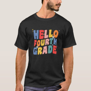 Hallo Vierter Klasse Lehrer Kinder Groovy Retro Ha T-Shirt