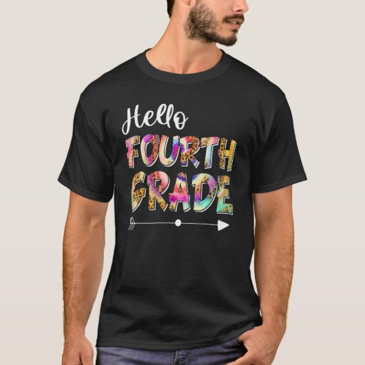 Hallo Vierter Lehrer Schüler Leopard Back T T-Shirt (Vorderseite)