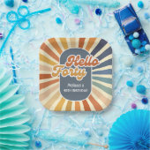 Hallo Vierzig Retro Sonne Groovy Wave Geburtstag Pappteller (Party)