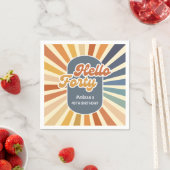 Hallo Vierzig Retro Sonne Groovy Wave Geburtstag Serviette (Beispiel)