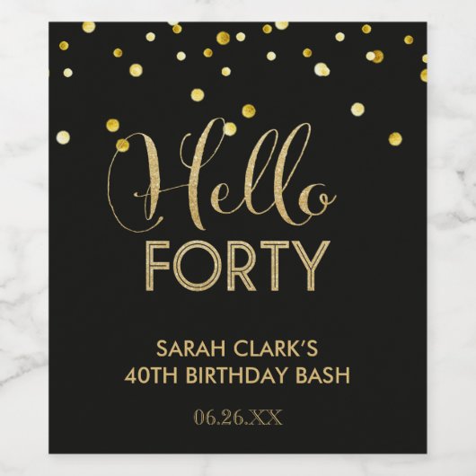 Hallo Vierziges Wein (oder feiner Wein) Flaschenet Weinetikett (Einzelnes Label)