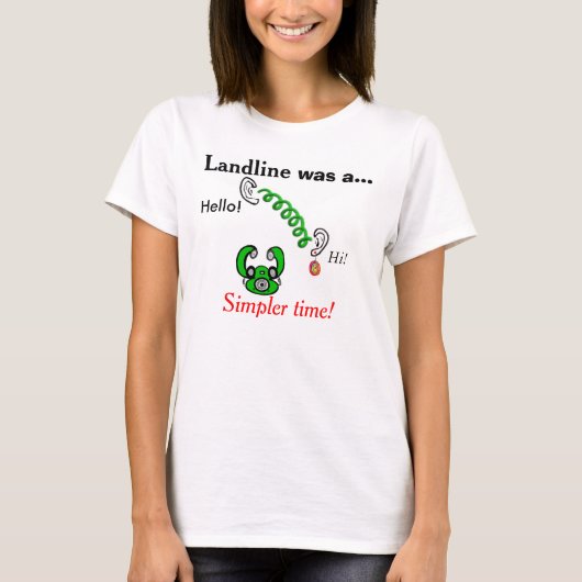 Hallo Vintag Landline Rotary Phone Fun T - Shirt (Vorderseite)