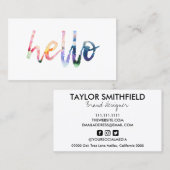 Hallo Visitenkarte für Watercolor (Vorne/Hinten)