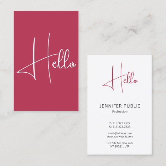 Hallo Visitenkarten Elegante Moderne Vertikale Visitenkarte (Vorne/Hinten)
