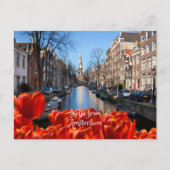 Hallo von Amsterdam Spring Red Tulips Postkarte (Vorderseite)