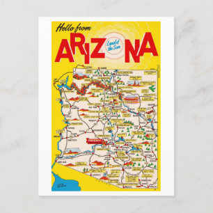 Hallo von Arizona Vintage Map Postkarte