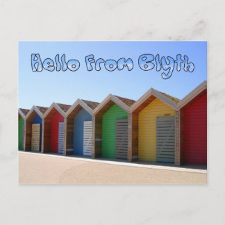 Hallo von Blyth Northumberland Strandhütten Postkarte