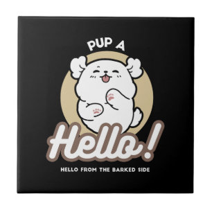 Hallo von der Barked Side - Niedliches Dog Design Fliese