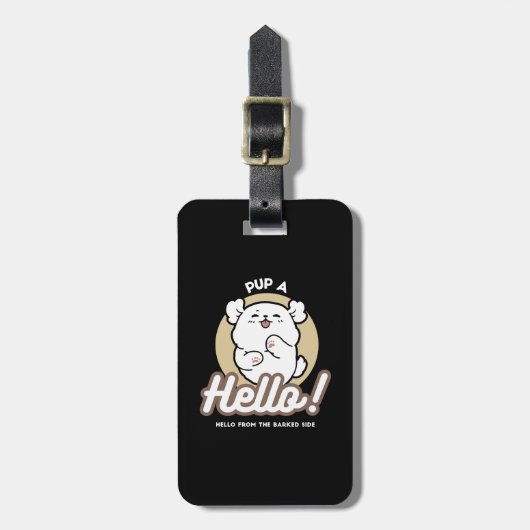 Hallo von der Barked Side - Niedliches Dog Design Gepäckanhänger (Vorderseite vertikal)