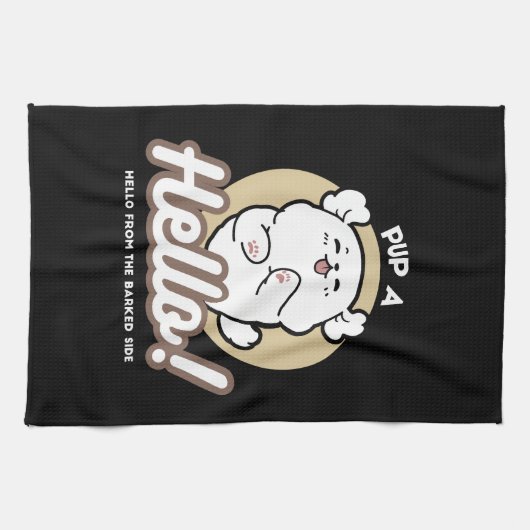 Hallo von der Barked Side - Niedliches Dog Design Geschirrtuch (Horizontal)