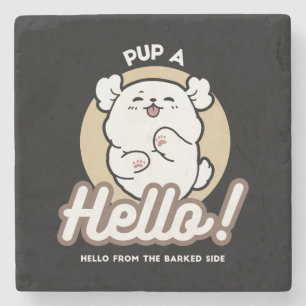 Hallo von der Barked Side - Niedliches Dog Design Steinuntersetzer