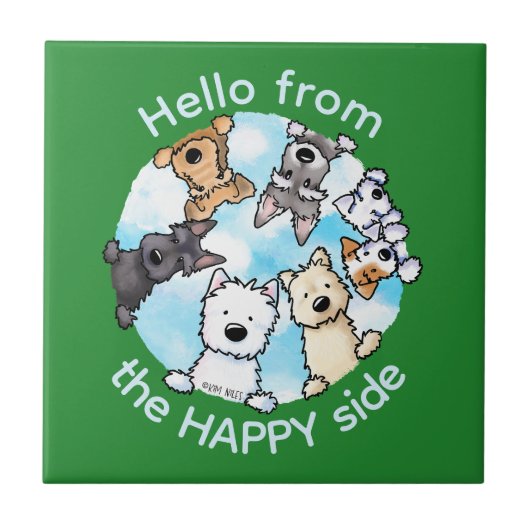 Hallo von der glücklichen Seite Fliese (Vorderseite)