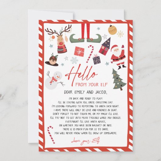Hallo von Elf Ankunft Letter Ich bin zurück Weihna Einladung (Vorderseite)