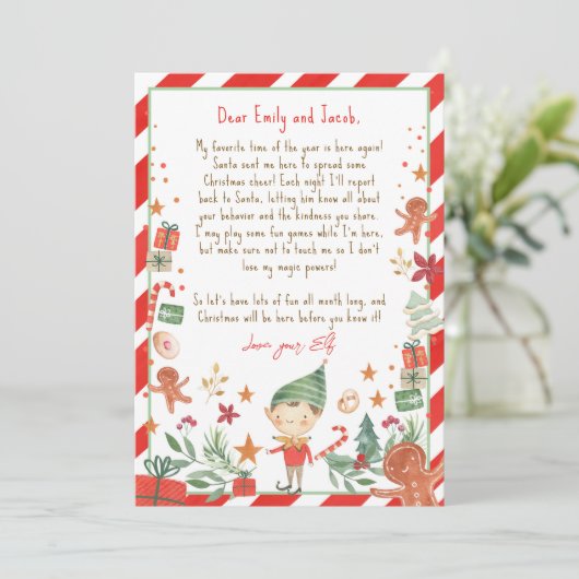 Hallo von Elf Ankunft Letter Ich bin zurück Weihna Einladung (Stehend Vorderseite)