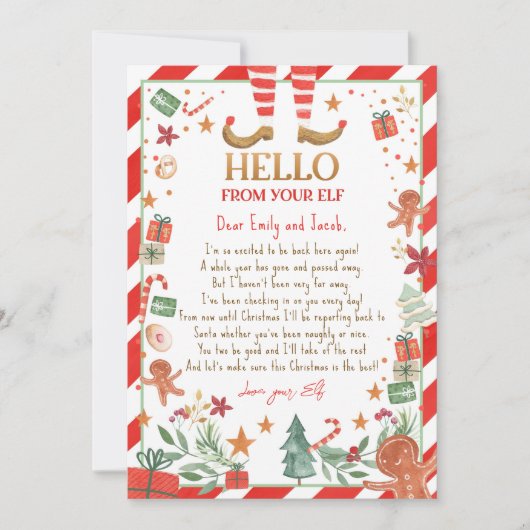 Hallo von Elf Ankunft Letter Ich bin zurück Weihna Einladung (Vorderseite)