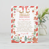 Hallo von Elf Ankunft Letter Ich bin zurück Weihna Einladung (Stehend Vorderseite)