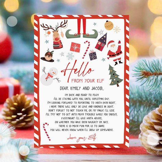 Hallo von Elf Ankunft Letter Ich bin zurück Weihna Einladung