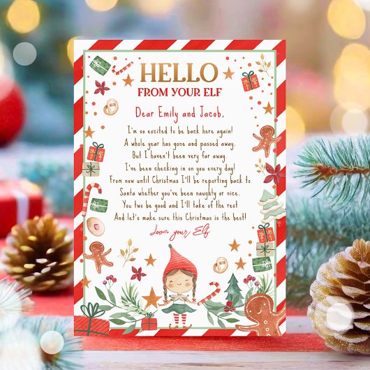 Hallo von Elf Ankunft Letter Ich bin zurück Weihna Einladung