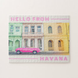 Hallo von Havana Retro Pink Auto & Architektur Puzzle