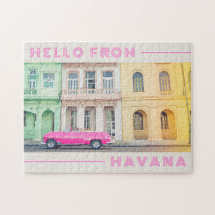 Hallo von Havana Retro Pink Auto & Architektur Puzzle