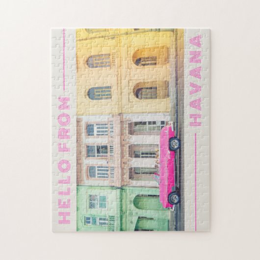 Hallo von Havana Retro Pink Auto & Architektur Puzzle (Vertikal)
