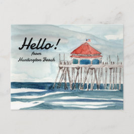 Hallo von Huntington Beach Pier Ocean Waves Postkarte