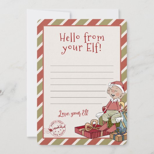 Hallo von Ihrem Elf, Letter Notecard Einladung (Vorderseite)