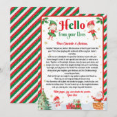 Hallo von Ihren Elfen Weihnachtsankunftsbrief Einladung (Vorne/Hinten)