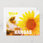 Hallo von Kansas Sonnenblume Postkarte (Vorne/Hinten)