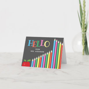 Hallo Von Lehrer Colored Pencils Chalkboard