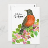 Hallo von Michigan American Robin Postkarte (Vorne/Hinten)