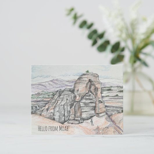 Hallo von Moab Utah Delicate Arch Red Rock Postkarte (Stehend Vorderseite)