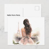 Hallo von Paris Postkarte (Vorne/Hinten)