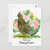 Hallo von Pennsylvania Ruffed Grouse Bird Postkarte (Vorne/Hinten)