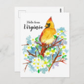 Hallo von Virginia Kardinal Dogwood Postkarte (Vorne/Hinten)