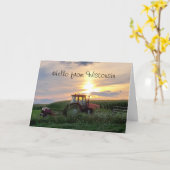 Hallo von Wisconsin Farm Tractor bei Sunset Karte (Gelbe Blume)