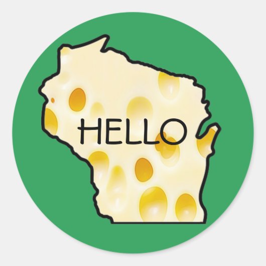 Hallo von Wisconsin Schweizer Käse Kopf Stickers (Vorderseite)