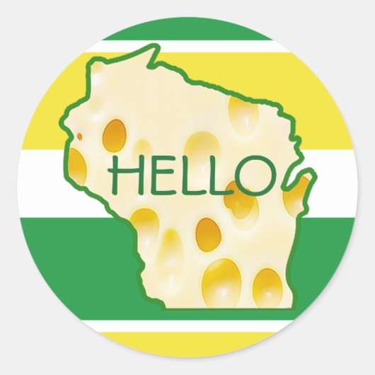 Hallo von Wisconsin Schweizer Käse Kopf Stickers (Vorderseite)