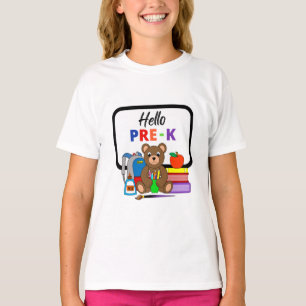 Hallo Vor-Kindergarten-Schulbär Mädchen T-Shirt